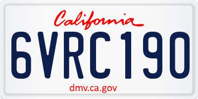 CA license plate 6VRC190