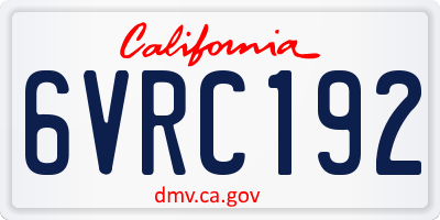 CA license plate 6VRC192