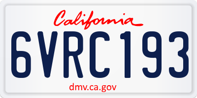 CA license plate 6VRC193