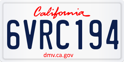 CA license plate 6VRC194
