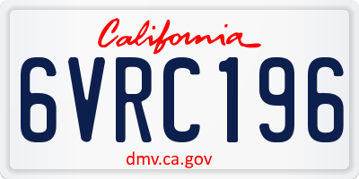 CA license plate 6VRC196
