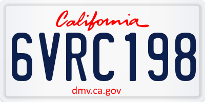 CA license plate 6VRC198