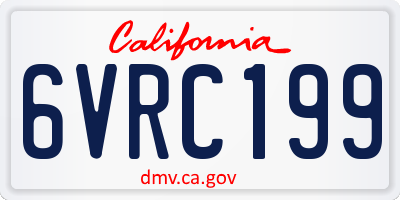 CA license plate 6VRC199