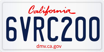 CA license plate 6VRC200
