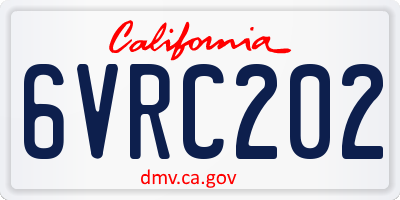 CA license plate 6VRC202