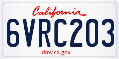 CA license plate 6VRC203