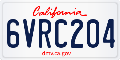 CA license plate 6VRC204