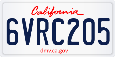 CA license plate 6VRC205