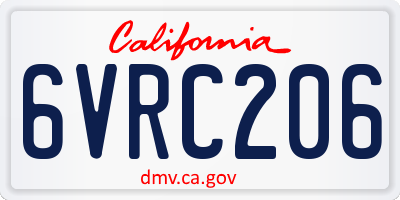 CA license plate 6VRC206