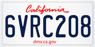 CA license plate 6VRC208