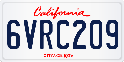 CA license plate 6VRC209