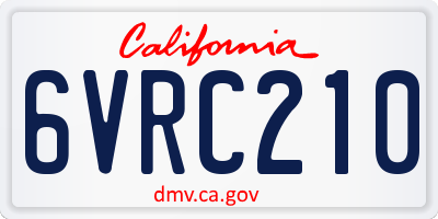 CA license plate 6VRC210