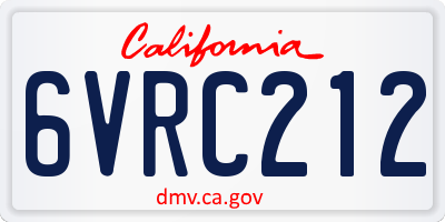 CA license plate 6VRC212