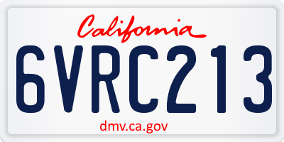 CA license plate 6VRC213