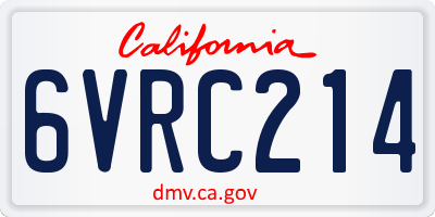 CA license plate 6VRC214