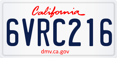 CA license plate 6VRC216