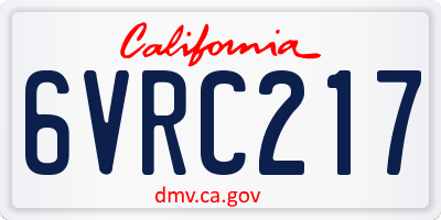 CA license plate 6VRC217