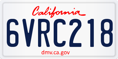 CA license plate 6VRC218