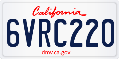 CA license plate 6VRC220