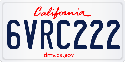 CA license plate 6VRC222