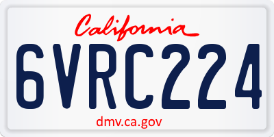 CA license plate 6VRC224