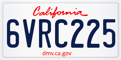 CA license plate 6VRC225