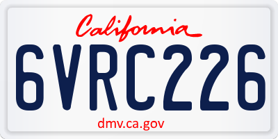 CA license plate 6VRC226