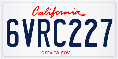 CA license plate 6VRC227