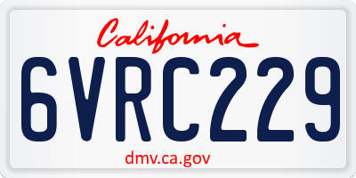 CA license plate 6VRC229