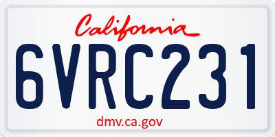 CA license plate 6VRC231
