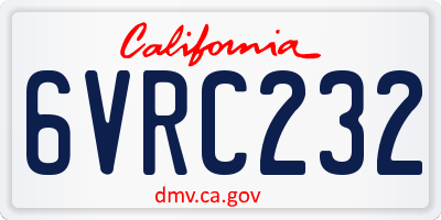 CA license plate 6VRC232