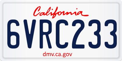 CA license plate 6VRC233
