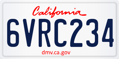 CA license plate 6VRC234