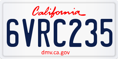 CA license plate 6VRC235