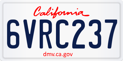 CA license plate 6VRC237