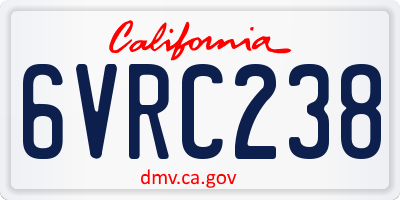 CA license plate 6VRC238