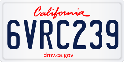 CA license plate 6VRC239