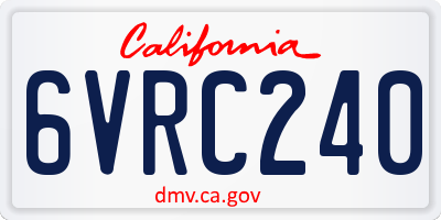 CA license plate 6VRC240