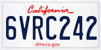 CA license plate 6VRC242