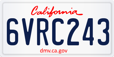 CA license plate 6VRC243