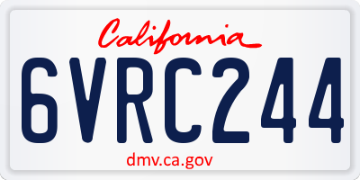 CA license plate 6VRC244