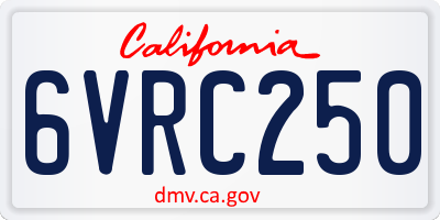 CA license plate 6VRC250
