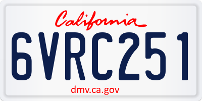CA license plate 6VRC251