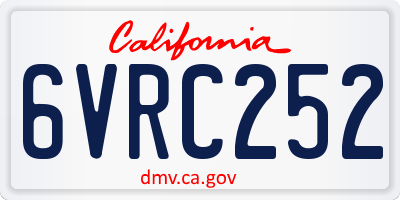 CA license plate 6VRC252