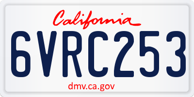 CA license plate 6VRC253
