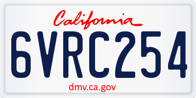CA license plate 6VRC254