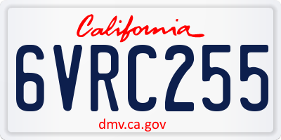 CA license plate 6VRC255