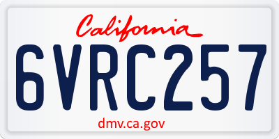 CA license plate 6VRC257