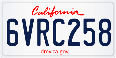 CA license plate 6VRC258