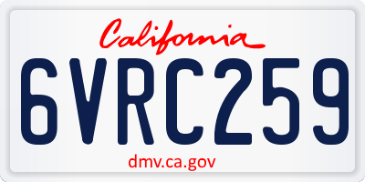 CA license plate 6VRC259
